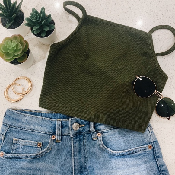 Forever 21 Tops - Ribbed Army Green Tank Crop Top / Size Small